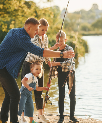 A family enjoying fishing together